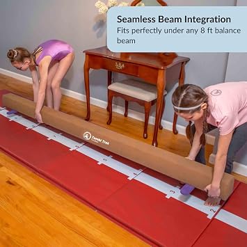 Tumbl Trak Gymnastics Balance Beam Mat, Numbered Line for Gymnast Beam Practice, Hopscotch Fun on Reverse, 3'x12'x1.38