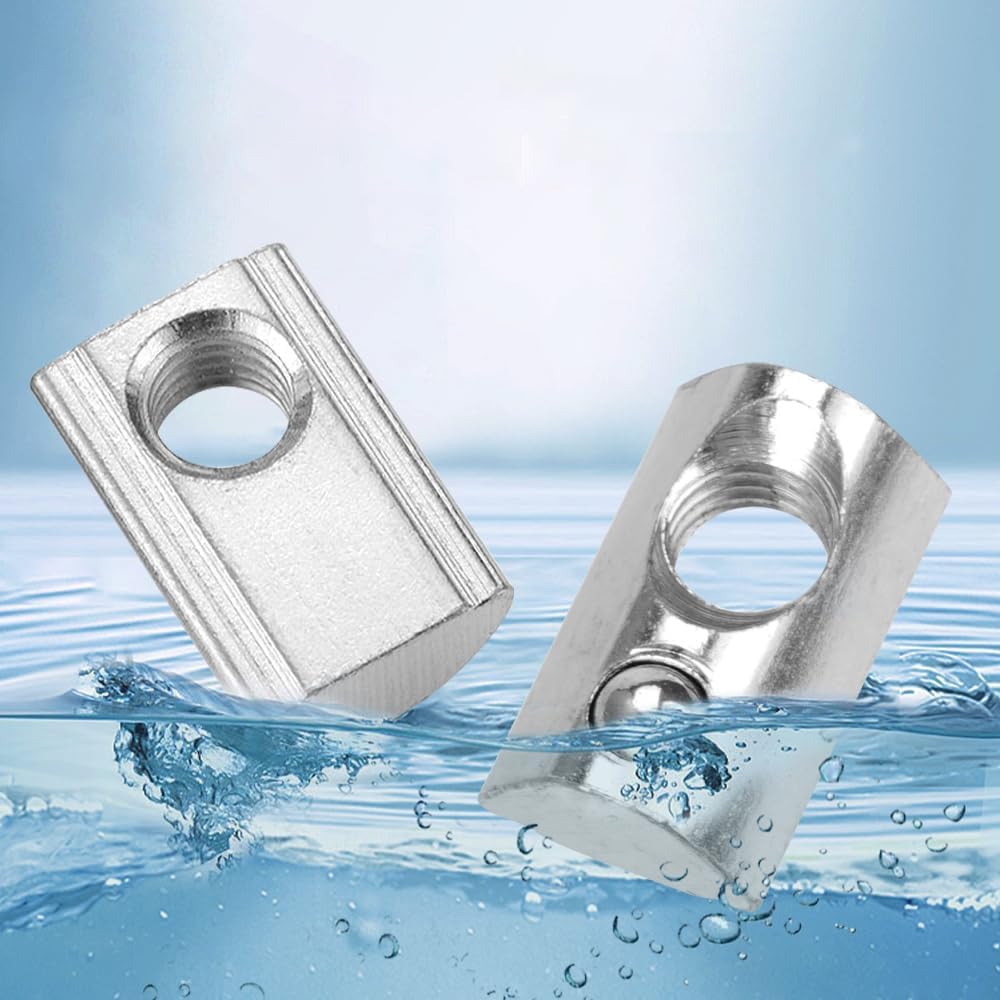 Pack of 40 M6 T-Slot Nuts Stainless Steel, T Nut M6 30, T-Slot Nuts with Ball, M6 Aluminium Solar Sliding Nut Thread Groove Slot Nut Ball for Aluminium Profile, Sliding Nuts for Aluminium