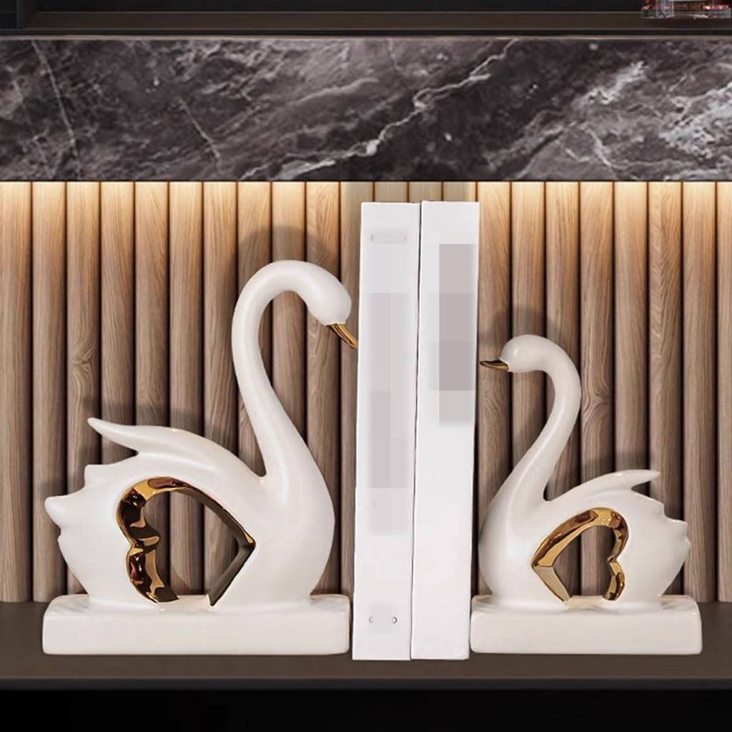 Bookends Fashion Para Swan Study Regał Dekoracja Salon Szafka na wino TV Półka książki(A)