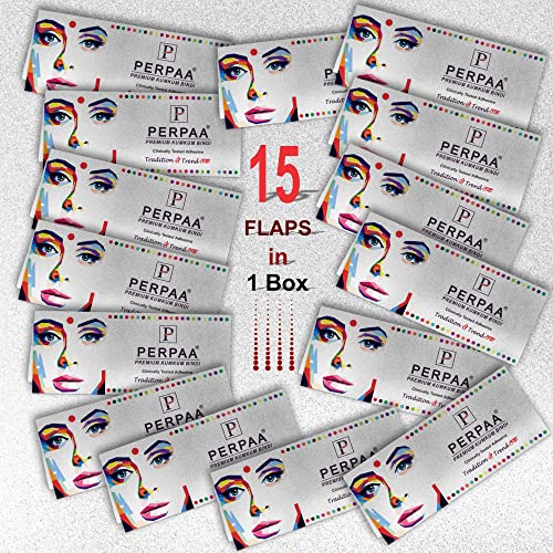 Image of PERPAA Kumkum Dark Maroon Round Bindi Book for Ladies Forehead Pack of 2-15 Flaps Each Box (Stick On) (09,Diameter 2mm)