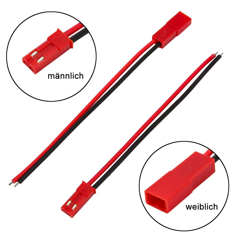 YIXISI 60 Paia 22 AWG JST Spina Connettore, 2 Pin Maschio Femmina Spina