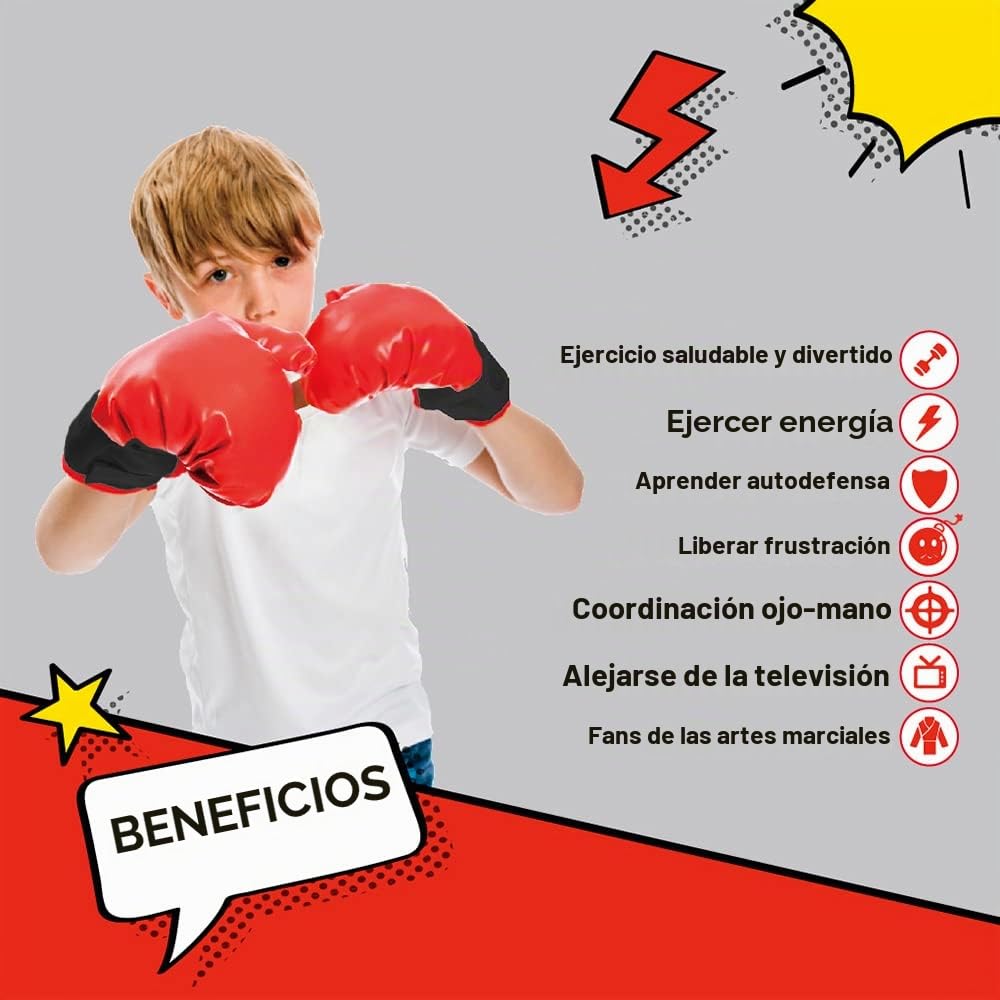 Whoobli Saco de boxeo para niños, incluye guantes de boxeo, saco de boxeo ajustable de 3 a 10 años con soporte, juego de bolsa de boxeo para niños y niñas (rojo negro)