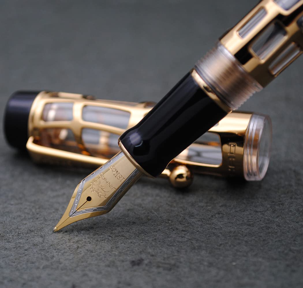 JINHAO 100 Fountain Pen Metal and Resin Grid Skeleton Writing Pen with Converter (Medium Nib, A-White) - Image 3