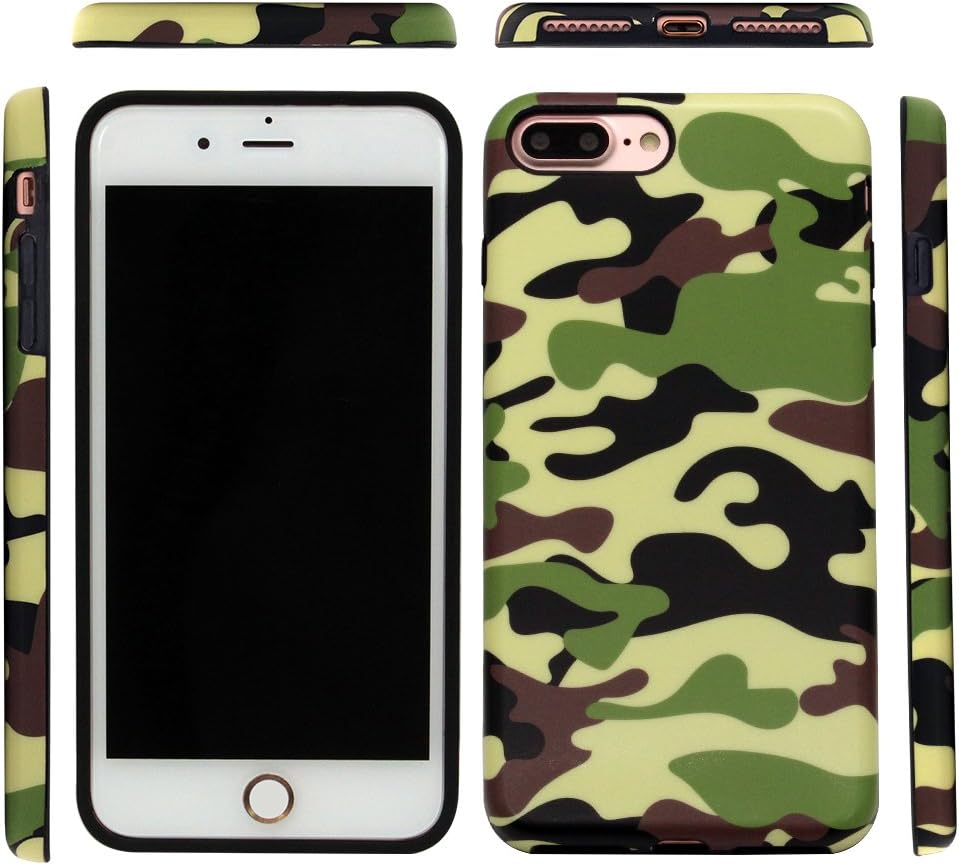 GOLINK iPhone 7 Plus Case/iPhone 8 Plus Case for Men, Camouflage Camo IMD Printing Slim-Fit Anti-Scratch Shock Proof Anti-Finger Print Flexible TPU Gel Case for iPhone 7/8 Plus - Green