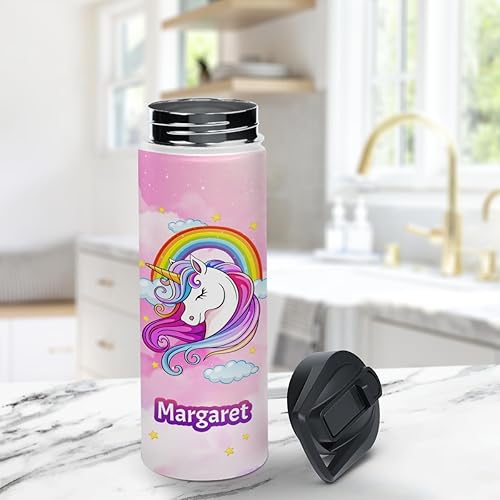 Miniatura 4 de winorax Botella de agua personalizada de unicornio para niños, mujeres, niñas, adolescentes, unicornios mágicos, botellas deportivas de acero