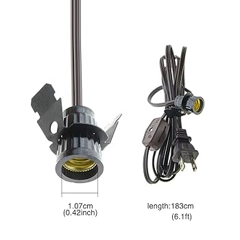 YXQ E12 Lamp Cord 6 Ft with Snap-in Clip Candelabra-Base