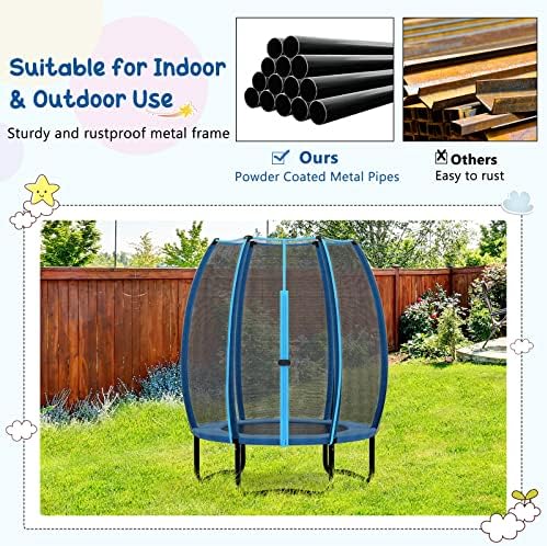 GYMAX Trampoline for Kids, 42inch ASTM Approved Toddler Trampoline with All-Round Enclosure Net, Easy Assembly Recreational Mini Trampoline for Indoor/Outdoor, Small Backyard Trampoline for Boys Girls 6 61OS7HoBHjL. AC