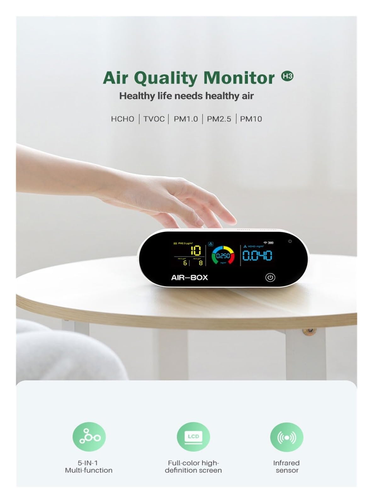 Piccolo monitor portatile della qualità dell'aria PM2.5 Contatore di particelle Rilevatore di inquinamento da polvere Smart