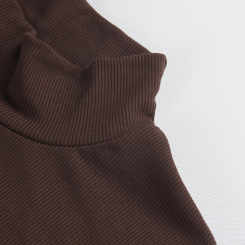 Artfish Women's Basic Mock Neck Slim Fitted Workout Rib Knit Long Sleeve Crop Top - Image 4