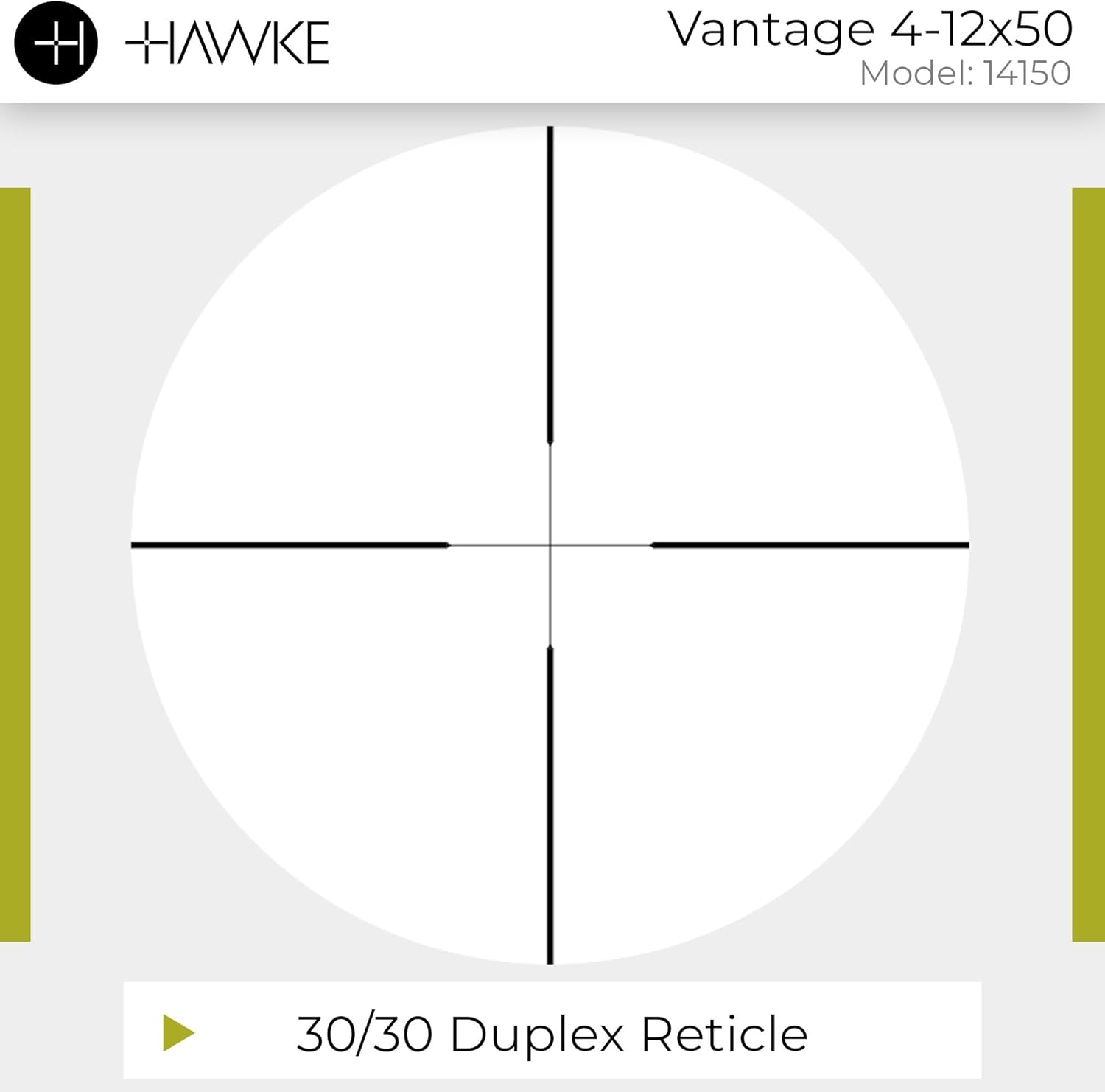 Hawke Vantage 4-12x50 Riflescope | Shockproof Waterproof Fogproof Hunting Riflescope with 30/30 Duplex Reticle, 1 Inch Mono-Tube, Capped Low-Profile Turrets, Fast Focus Eyebell (14150)