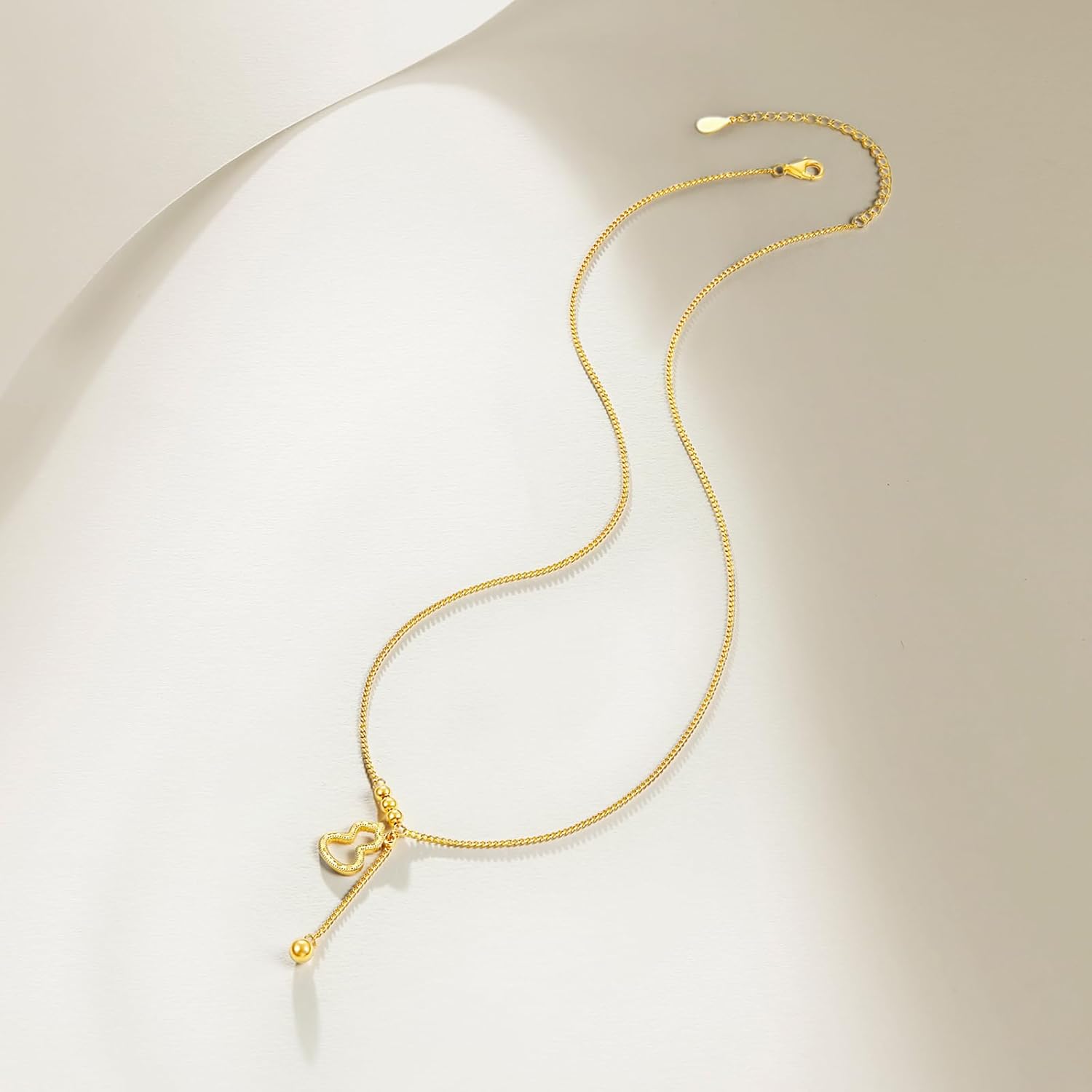 Sterling Silver Pendant Necklaces for Women Silver Gourd Beads Chain Pendant Dainty Necklace for Women Mother Lover Her Anniversary Birthday 15.7-17.7Inch/40-45cm D0615917 - Image 5