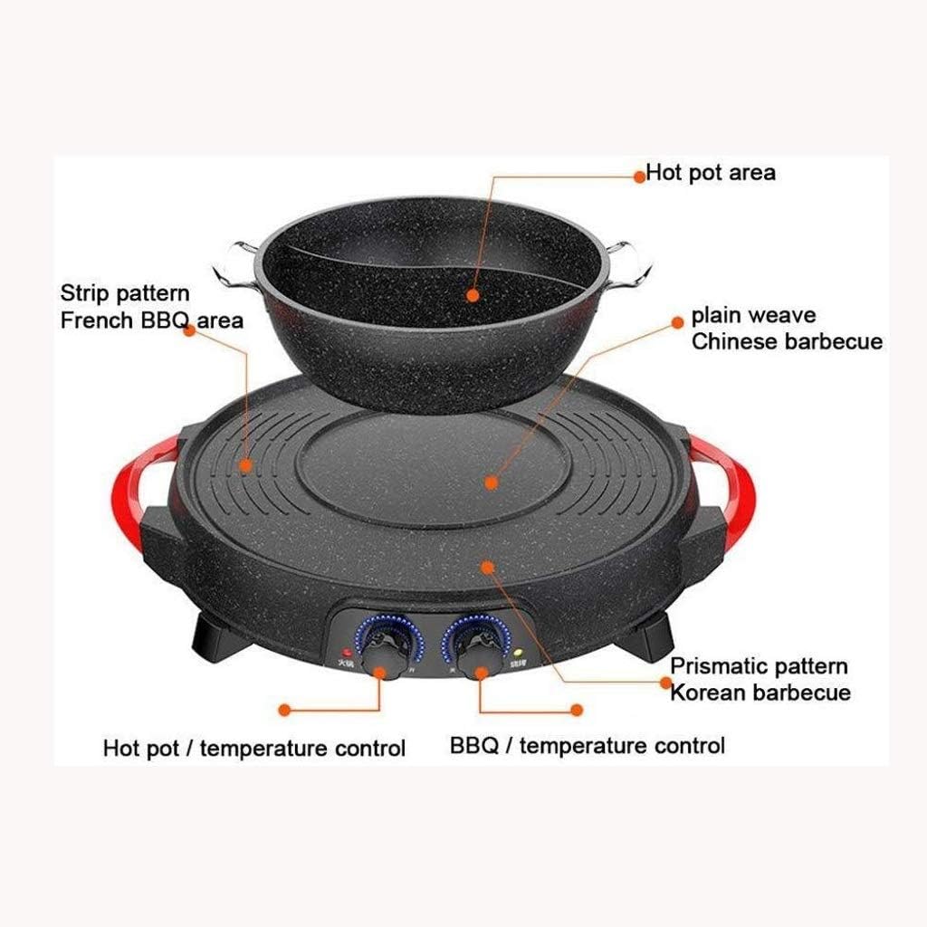 Portable Multifunctional Hot Pot,Electric Barbecue Grill Indoor Chafing Dish, Large Capacity Household