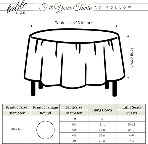 Miniatura 3 de YMHPRIDE Paquete de 24 manteles redondos negros, manteles desechables de plástico negro de 96 pulgadas, manteles de plástico negro para fiestas,