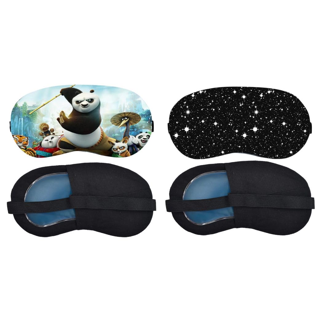 Aoxeria Kung Fu Panda, Starry Night Sky Sleeping Eye Mask Combo, Soft Comfortable Light-Blocking Eye Cover for Women, Men & Kids, Reusable Blindfold for Night Sleep, Nap, Travel, Flight (Pack of 2)-image-19