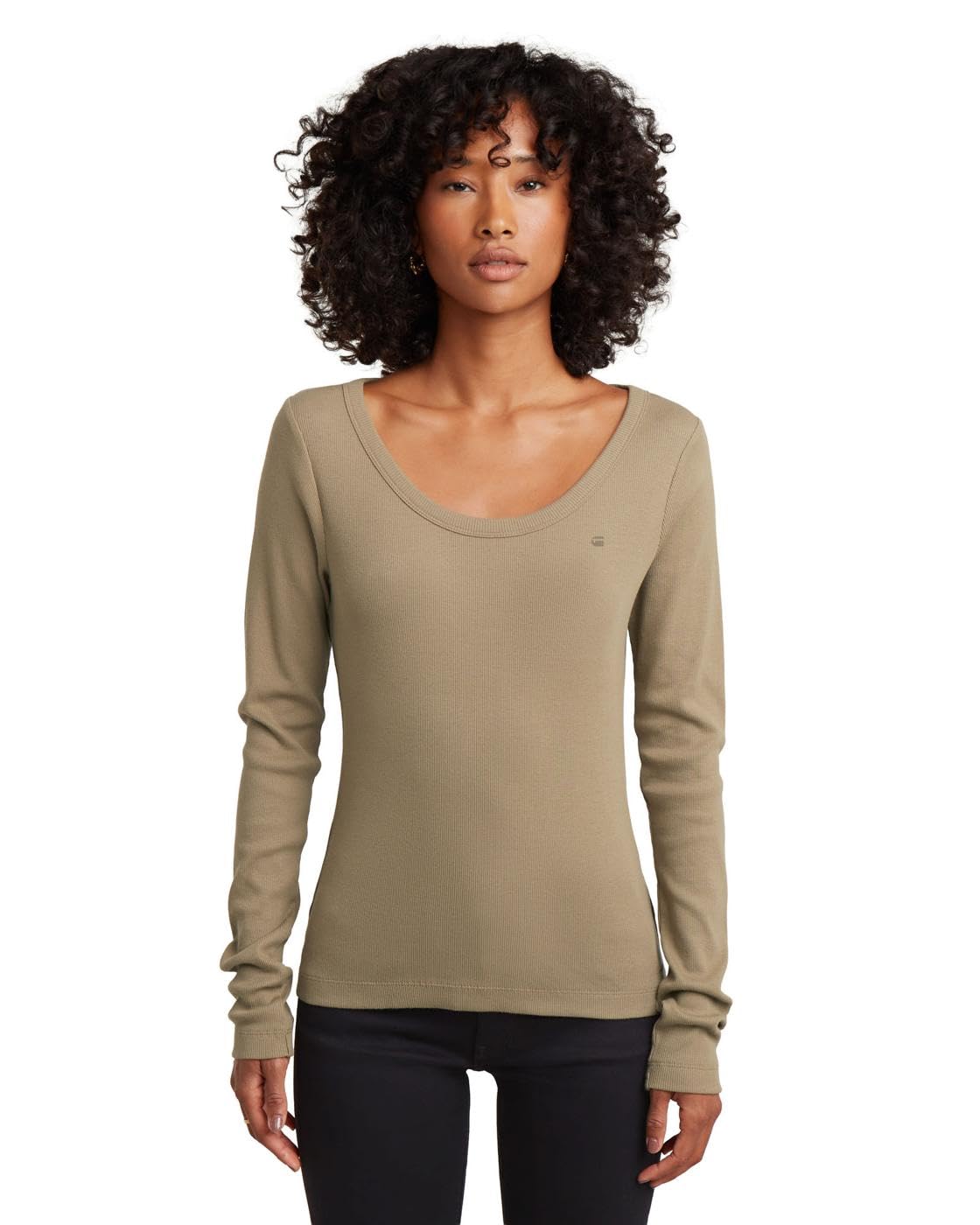 G-Star Damen Slim Rib Open Neck T-Shirt T-Shirt (1er Pack)