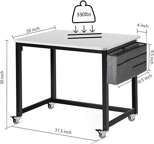 Miniatura 40 de AHB Escritorio para computadora con 4 ruedas lisas, escritorio móvil de estilo simple, mesa de estudio para oficina en casa, estación de trabajo