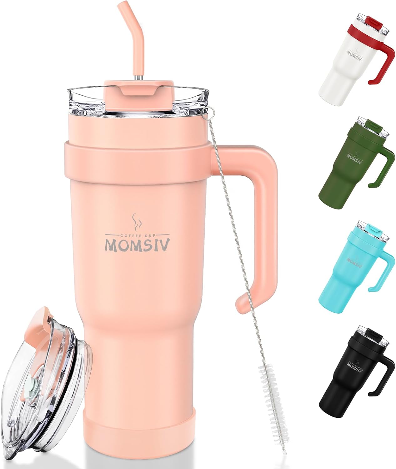 MOMSIV 40oz Tumbler with Handle and Straw, Large Capacity 1100ml