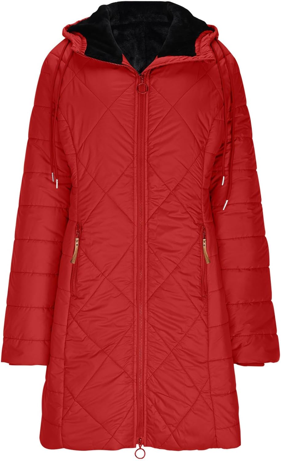 Long Puffer Coat for Women Windproof Cotton Hooded Jacket Parka with Pockets Winter Thicken Warm Oversized Jackets