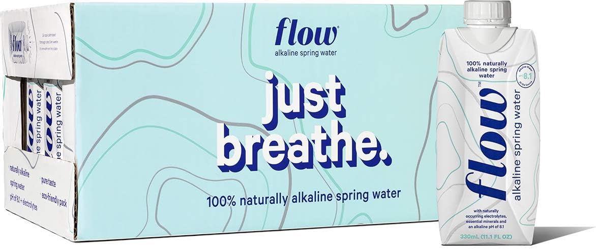 Flow Alkaline Spring Water - Refreshing Taste Of Natural Alkaline Water With Natural Electrolytes, Eco-Friendly Packaging, Non-GMO And BPA-Free. Unflavored. 24 Pack of 11.1 FL Bottles