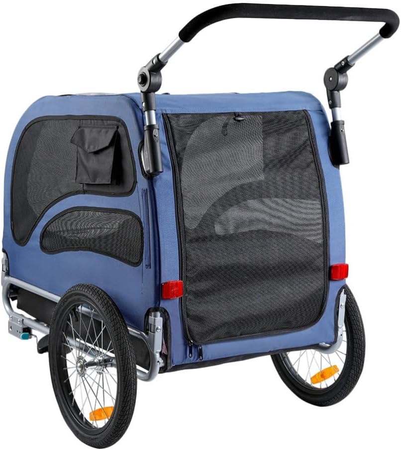 NOLITOY Dog Bike Trailer, Supports up to 100 lbs, Pet Cart Bicycle Carrier, 2 in 1 Folding Carrier with Quick Release Wheels, Reflector, Coupler, Collapsible to Store