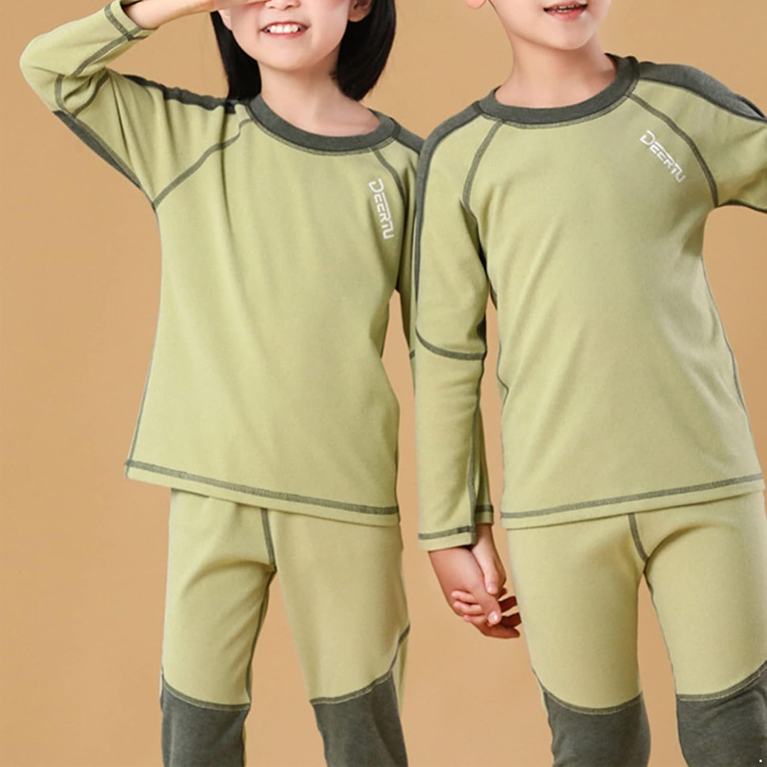 Jugaoge Toddlers Kids Girls Boys Underwear Set Fall Winter Thermal Clothes Set Long Sleeve Top and Pants Set