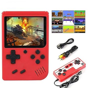 (Single or Two Player) 400 in 1 Mini Handheld Game Console - Retro Mini Game Machine - 800mAh Rechargeable Battery - Support Connecting TV and 2 Controllers - Present for Kids and Adults
