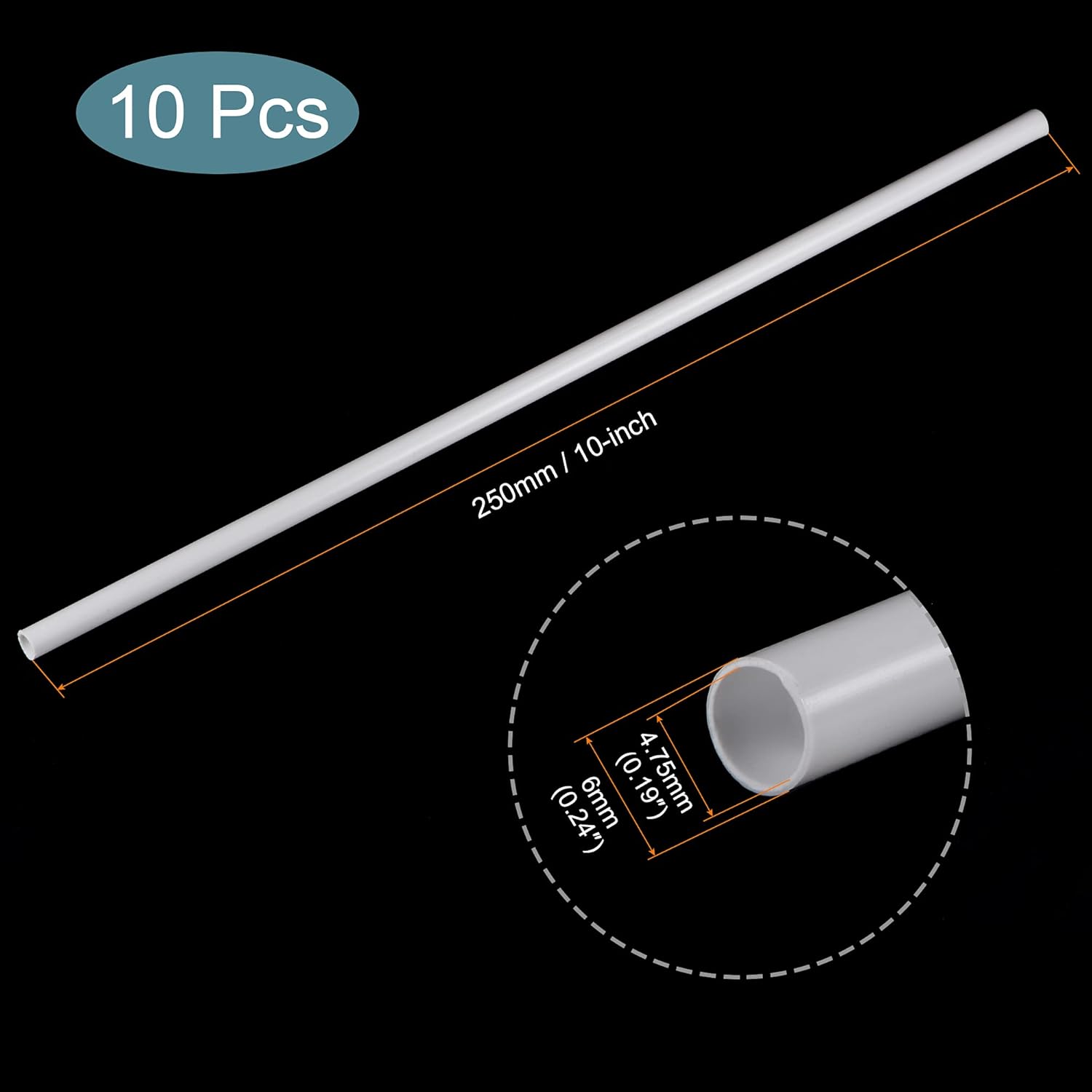 MECCANIXITY Plastic Model Tube ABS Round Tube 1/4" OD 10" White Easy Processing for Architectural Model Making DIY 10 Pack