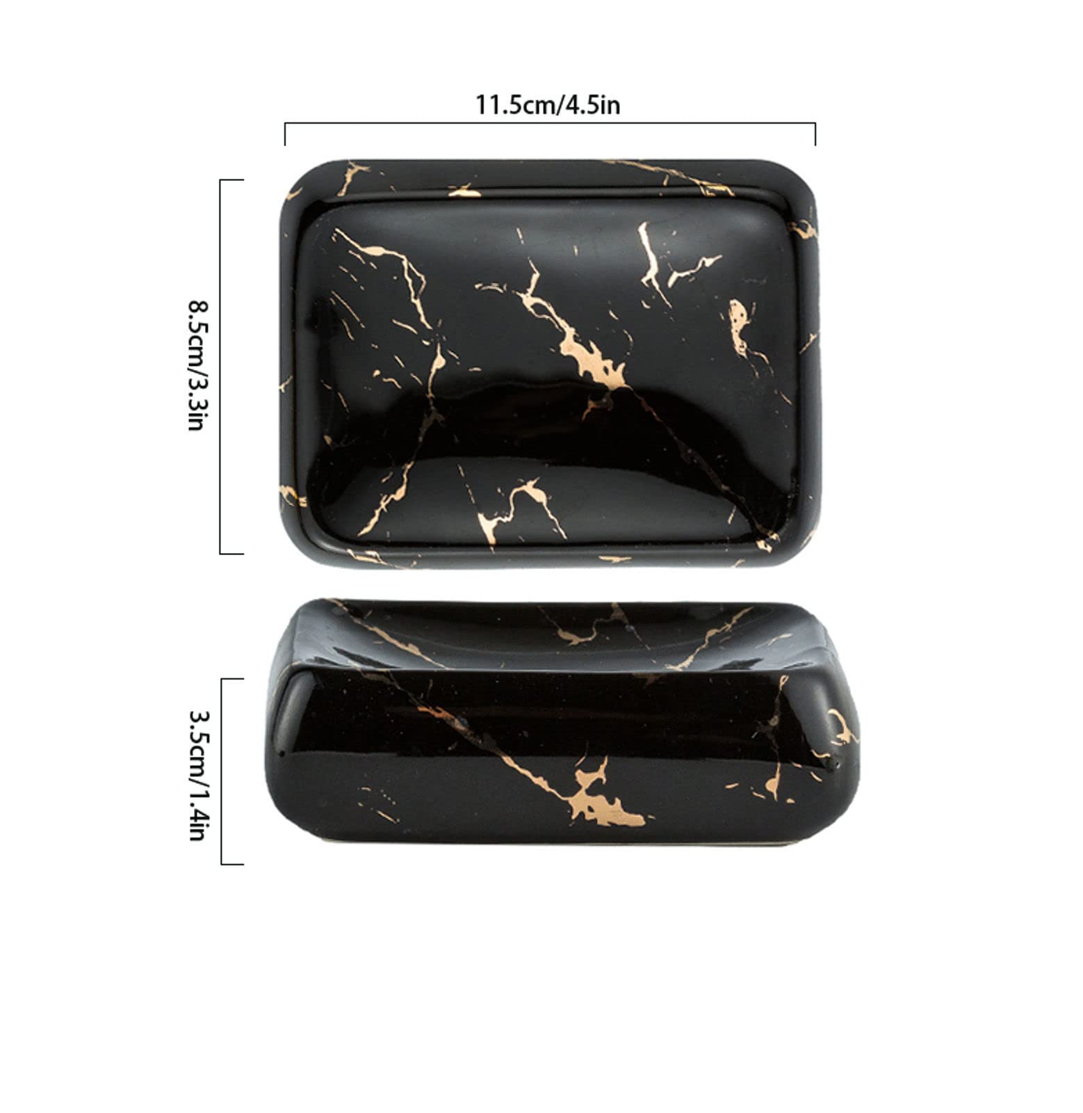 Jabonera, Jabonera * Jabonera de estilo europeo, Jabonera de cerámica con diseño de mármol for jabón en barra, Jabonera de porcelana, Bandeja ovalada for baño, Blanco, 11,5 x 8,5 x 3,5 cm(Black)
