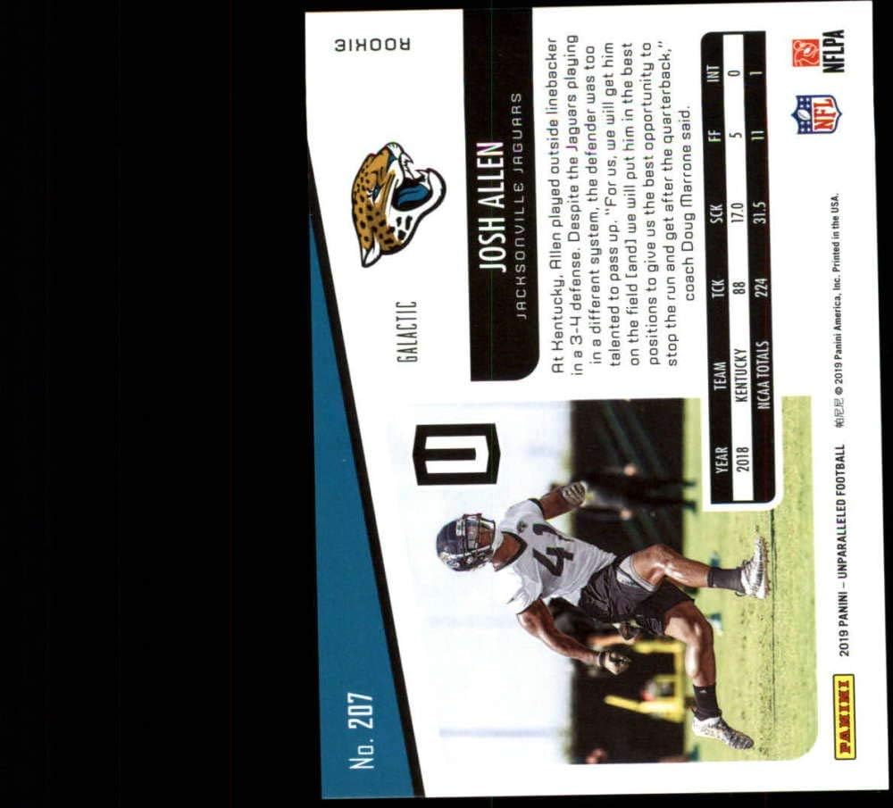 2019 Unparalleled Football Galactic #207 Josh Allen Jacksonville Jaguars Official Panini Trading Card
