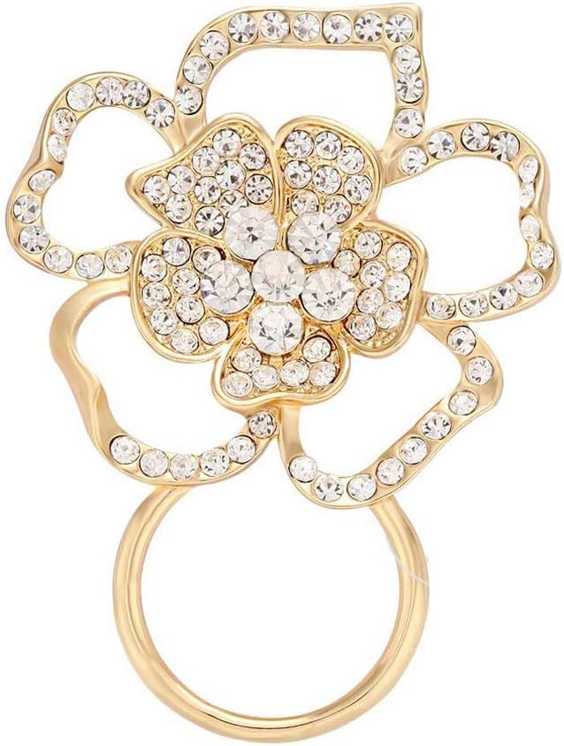 Delicate Blooming Flower Crystal Magnetic Eyeglass Holder Clip Brooch for Clothes