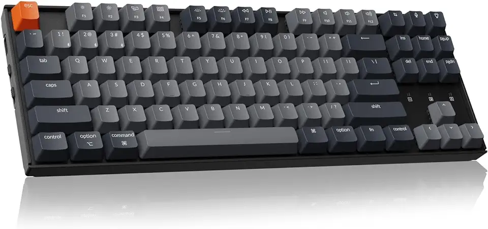 Keychron K8 Tenkeyless Wireless Mechanical Keyboard for Mac, White Backlight, Bluetooth, Multitasking, Type-C Wired Gaming Keyboard for Windows with Brown Switch