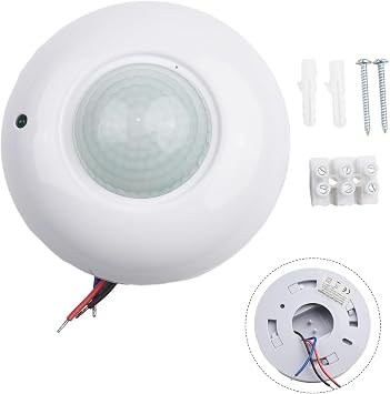 360  PIR Ceiling Motion Sensor Switch, Adjustable 2-7 Min Timer & 3-2000 Lux Day/Night Detection, 110-240V AC Infrared Occupancy Light Controller for Home220240V