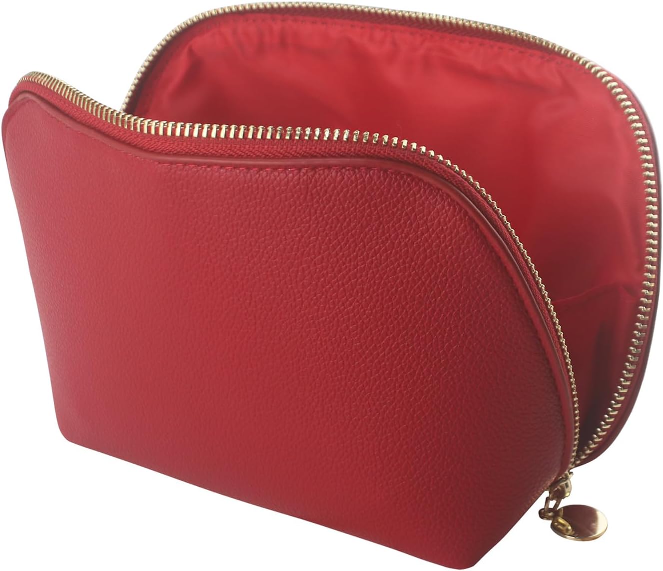 Small Travel Cosmetic Bag Portable Makeup Bag PU Leather Makeup Pouch for Women (PU leather, Red) - Image 5