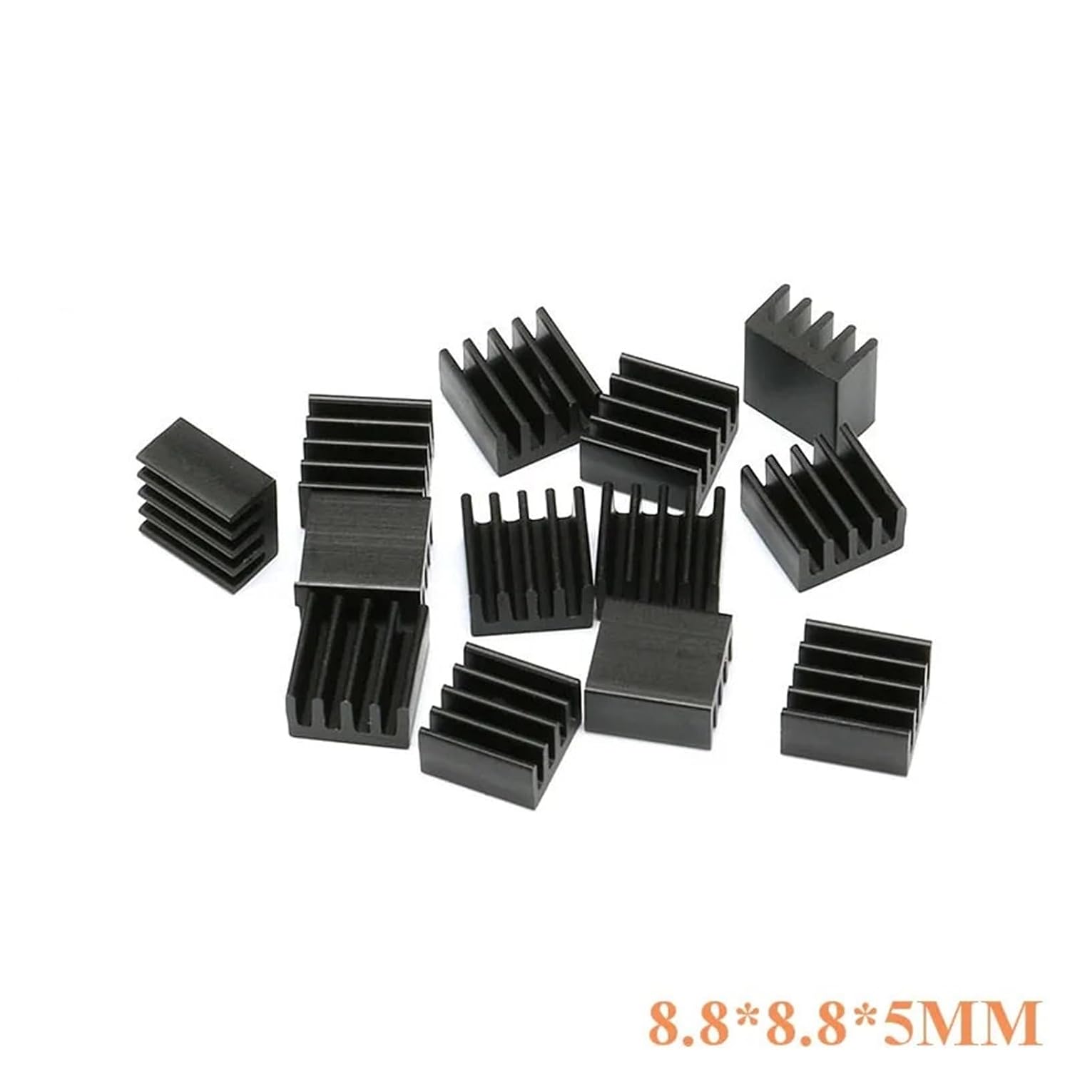 Aluminum Heatsink 100pcs Small Tiny Silver Black Heat Sink Radiator Cooler(100pcs Black)