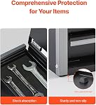 VEVOR Metal Tool Box, 8.6-inch, Portable Metal Tool Box with 3 Drawers, Small Tool Chest with EVA Liners and PP Feet Pads, Heavy-Duty Steel With Ball Bearing Opening and Powder Coated Finish, Black