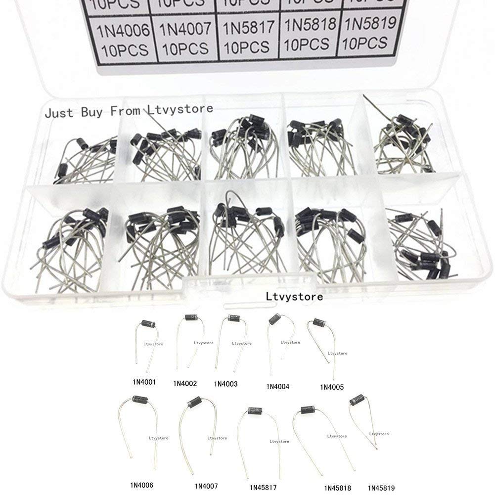 REES52 100Pcs 10Value 1N4001 1N4002 1N4003 1N4004 1N4005 1N4006 1N4007 1N5817 1N5818 1N5819 Diode Assorted Kit Set (B07K44XT1W) Amazon Price History, Amazon Price Tracker