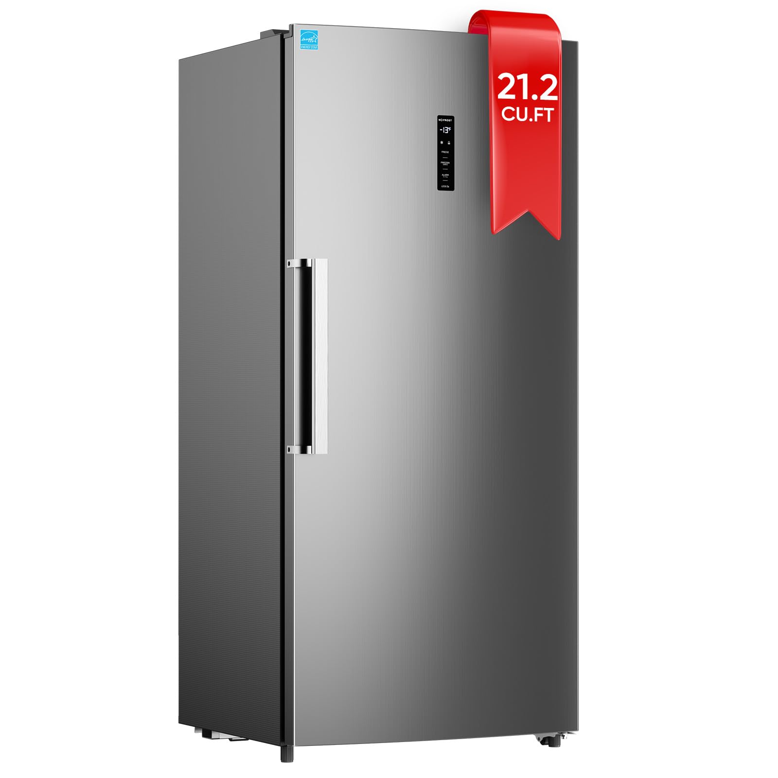 Congelador vertical convertible Upstreman de 21.2 pies cúbicos, gran capacidad, Energy Star, sin escarcha, panel de control táctil digital, acero inoxidable UF212