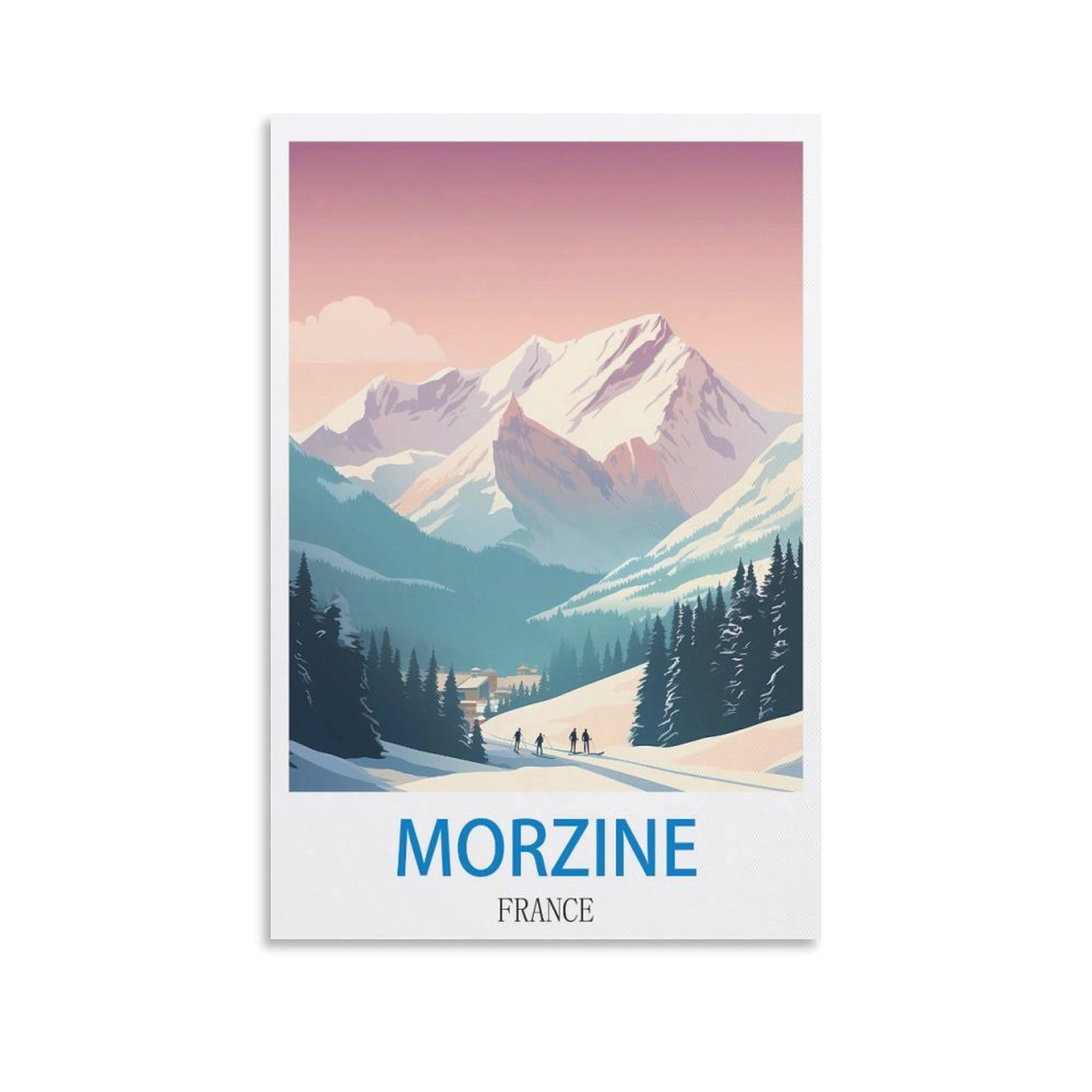 Ndoud Unframe-Style Morzine France Vintage Travel Posters Ski 12X18inch(30X45cm) Wall Art Picture Print Canvas Painting For Living Room Home Decor
