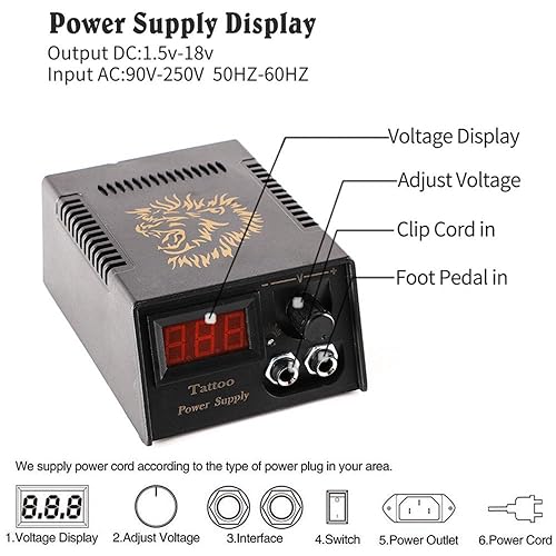 Miniatura 3 de Kits de máquina de tatuaje - Yuelong Kits de tatuaje completo Liner Shader Bobinas 4 tatuaje ametralladoras fuente de alimentación Pedal de pigmento