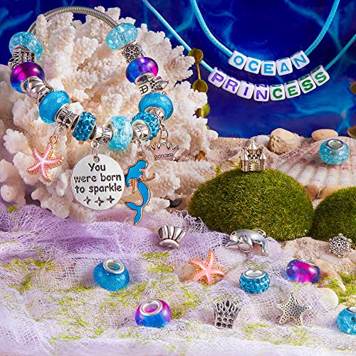 Nouvati Charm Bracelet Making Kit For Girls Aged 5+ In Inspiring Jewelry Box – 250 Crystal Beads, Letter Beads, Bracelet Charms, Elastic Strings, Chain Necklaces And Glass Beads For Jewelry Making Kit #TOP3