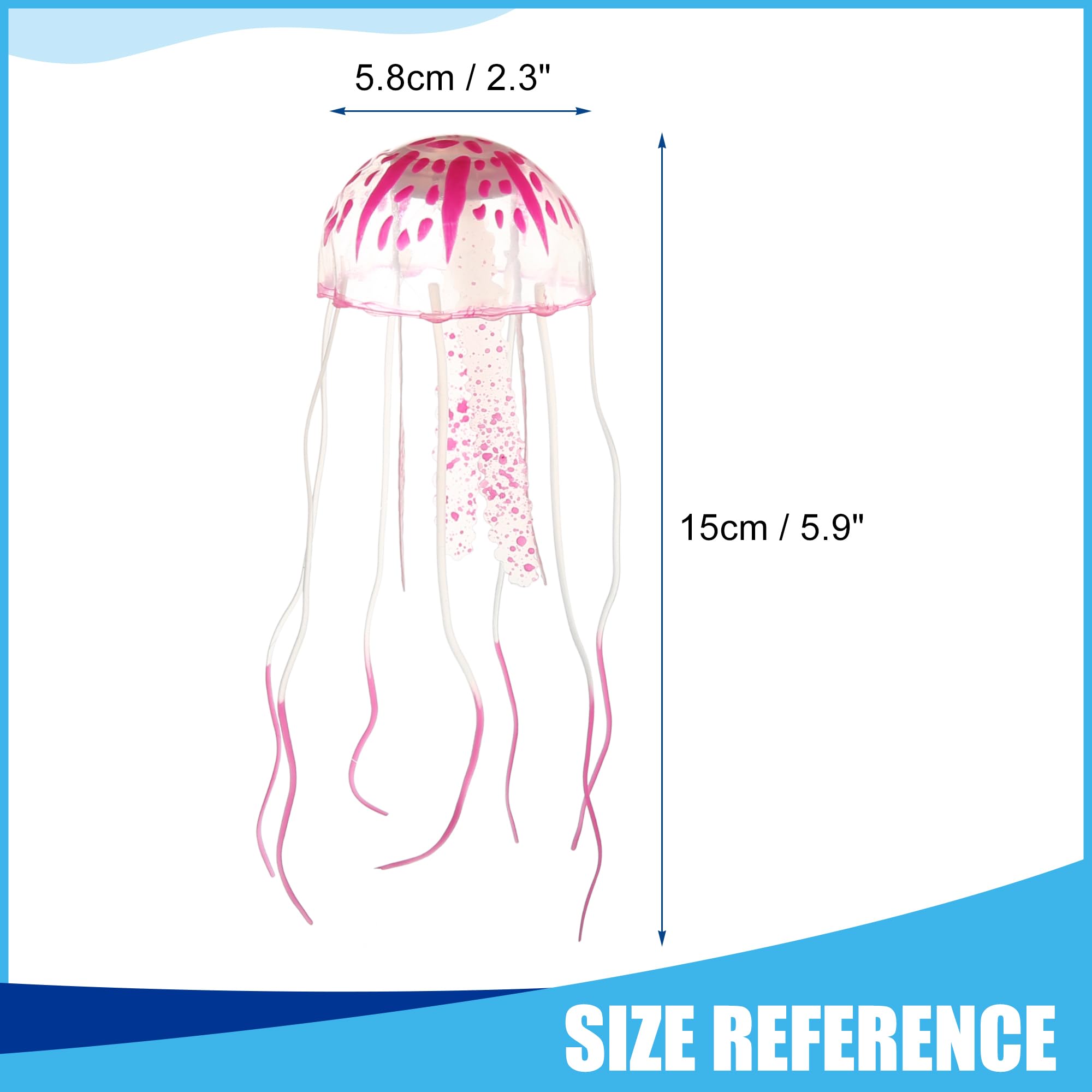 CAPASTEC Fish Tank Jellyfish Decoration, Silicone Fluorescent Jellyfish Glow Ornaments for Aquarium 2.3x5.9 Inch (Pink) - Image 3