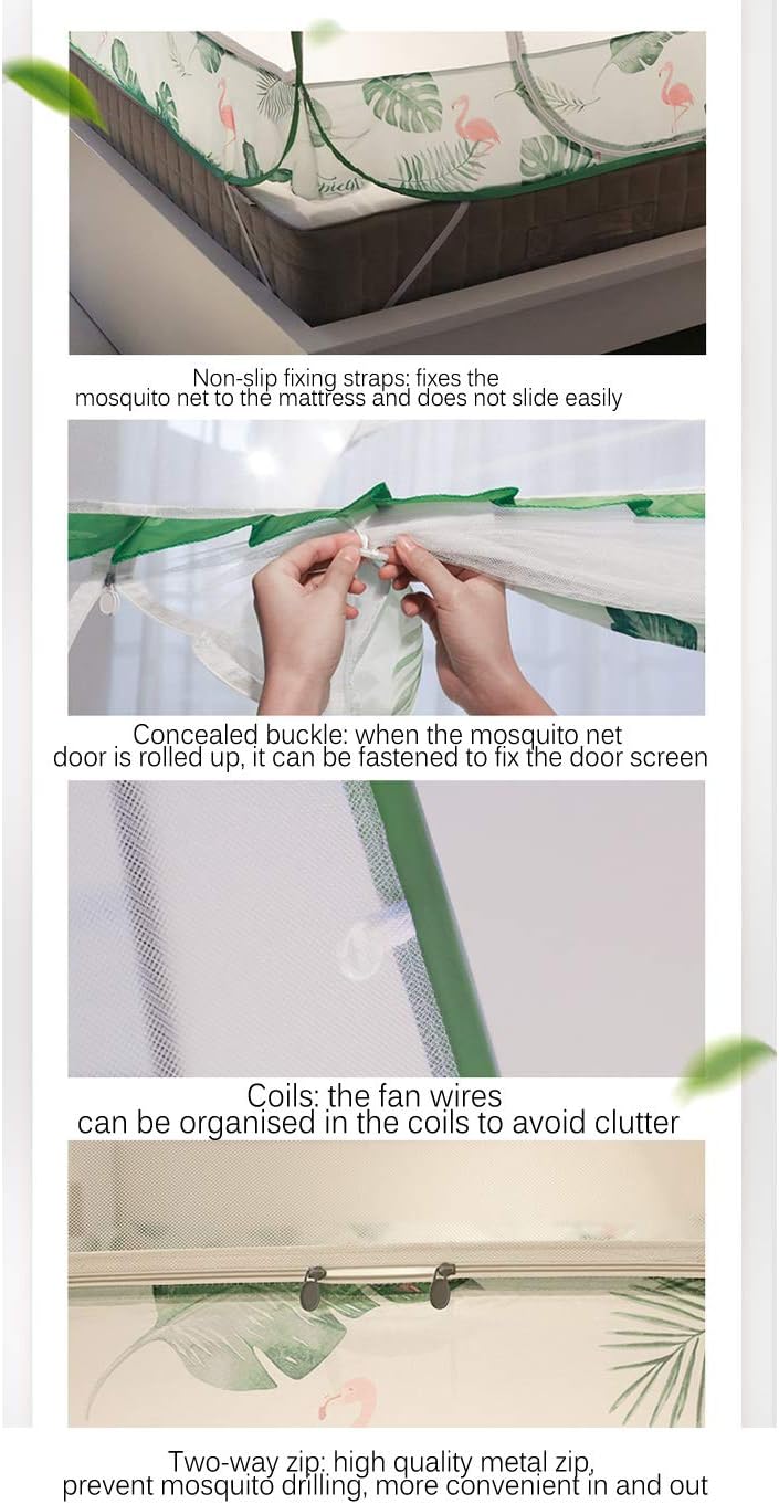 Mosquito Nets, Mongolian Dome Net Free Installation and Folding Nets, Prevent Insect Pop Up Tent Curtains for Beds Bedroom (Color : 1, Size : 1.2 * 2m)