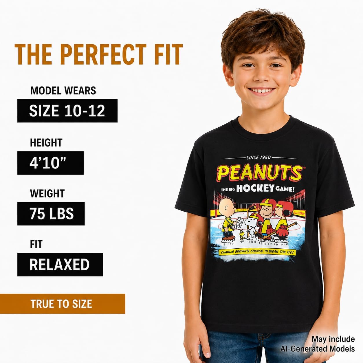 Peanuts Snoopy Boys Cotton Short Sleeve Cool Graphic Tee Shirt