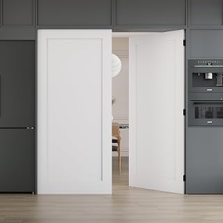 WINSTELLAR 72''x80'' (Double 36x80) 1-Panel Slab Doors Interior, Paintable White Door Panel Swing Shaker, Solid Core Bedroom Doors for Home, Closet, Bathroom as Prehung, French, Pocket, Barn Door Slab