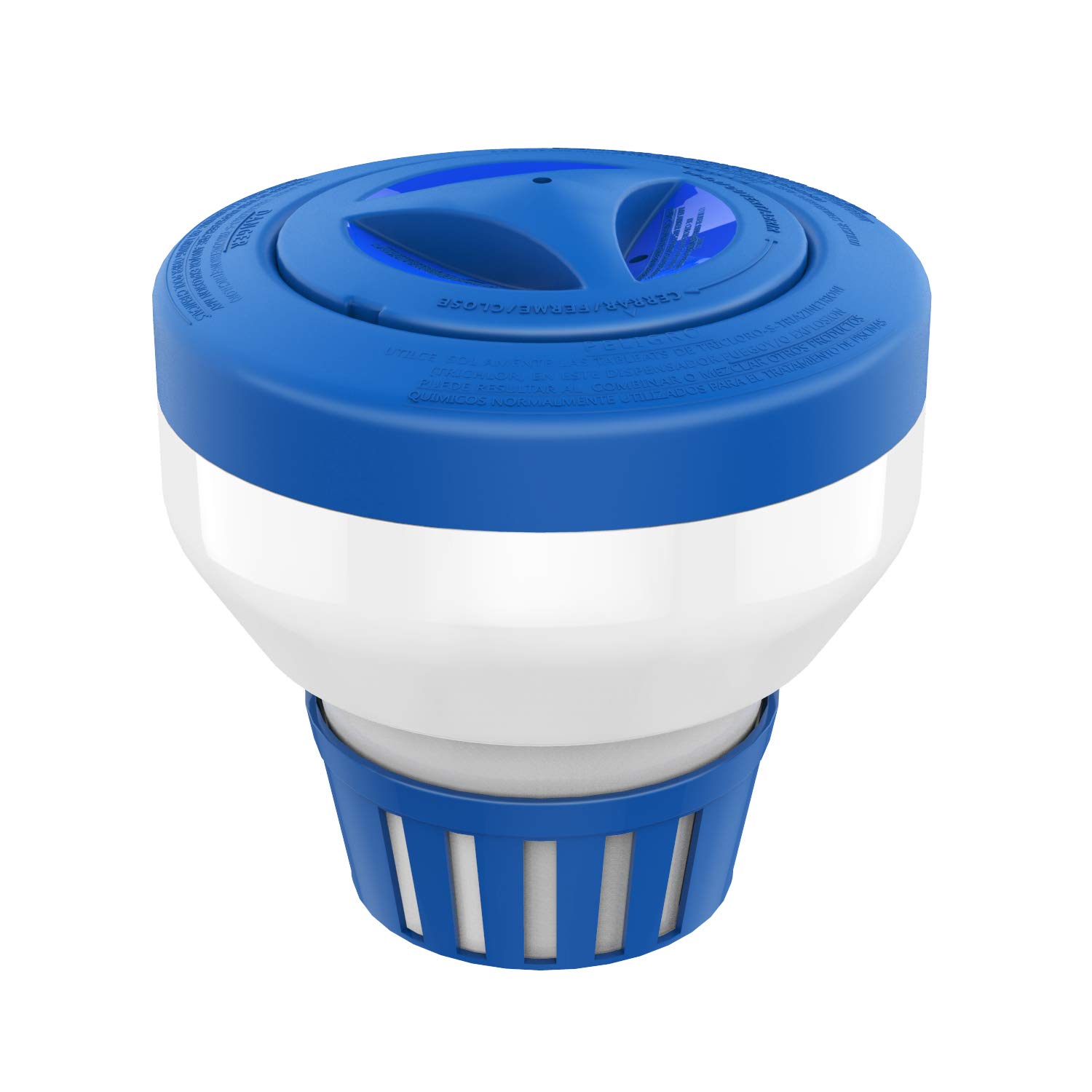 Housolution Dispensador de Cloro Flotante de 8.0, Gran Capacidad para Tabletas de Cloro de 3.0, Flotador de Tableta de Liberación Ajustable para Spa de Piscina Interior y Exterior, Azul y Blanco