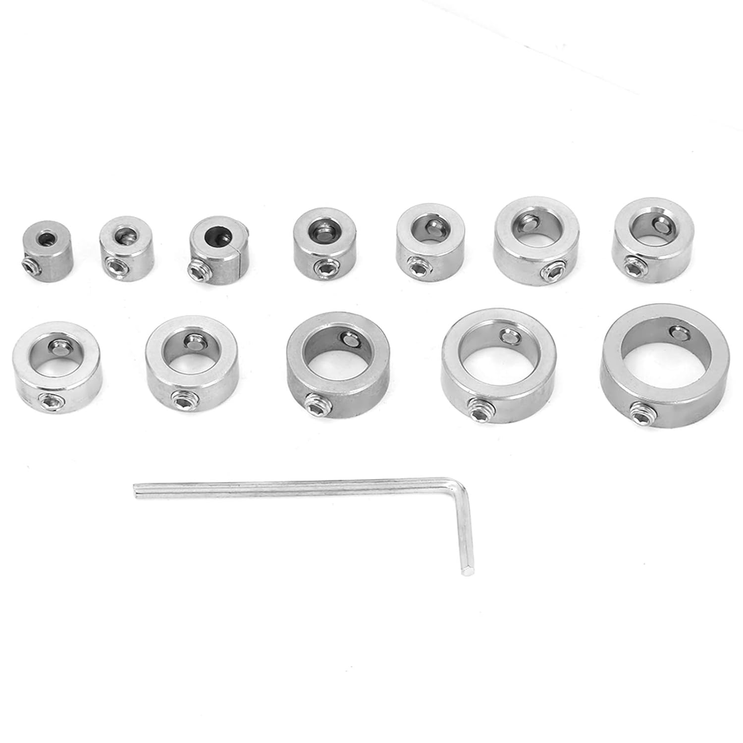 Drill Bit Depth Stop Collar Kit Set, Pack of 12 3-16mm Stainless Steel Drill Depth Stop Bit Collar Set Drilling Limit Ring with Hex Wrench Woodworking Drill Bit for Drilling Limit