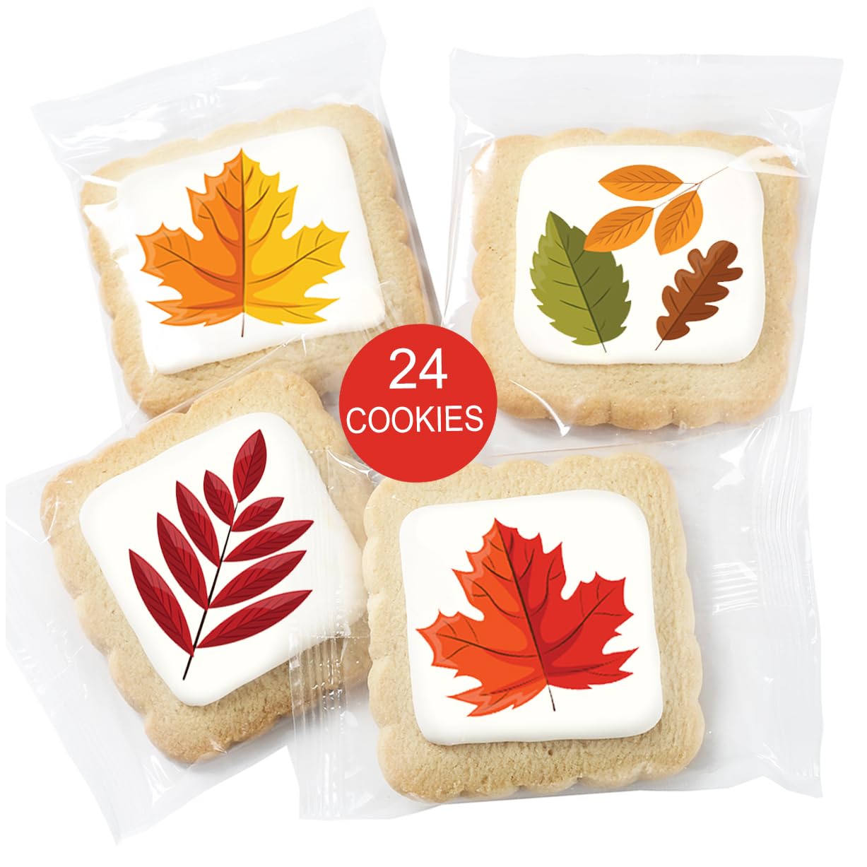Fall Leaf Cookies Individually Wrapped Leaves themed Theme 24 Pack Bulk for Fall Time