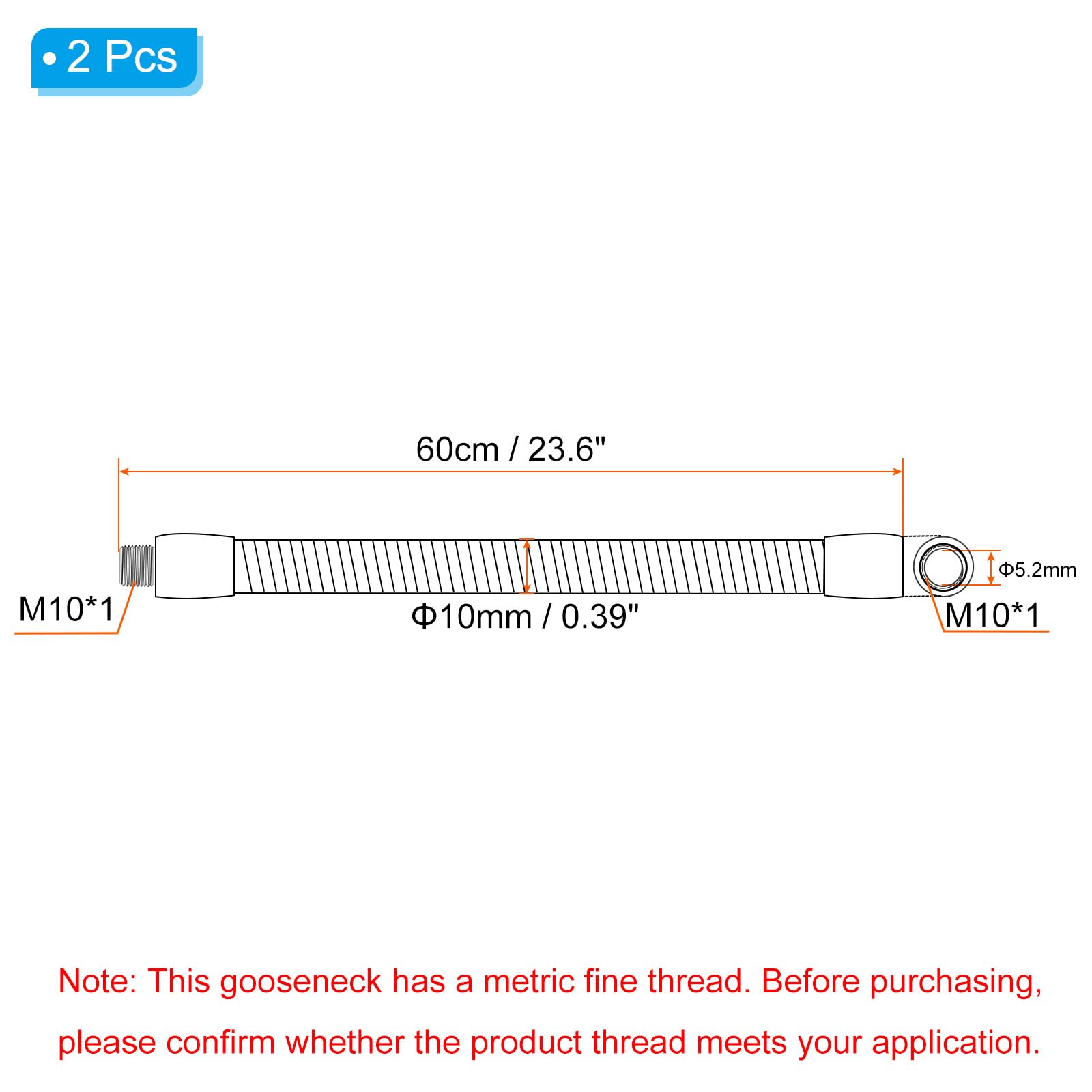 PATIKIL 23.6" Universal Gooseneck Hose - Image 2