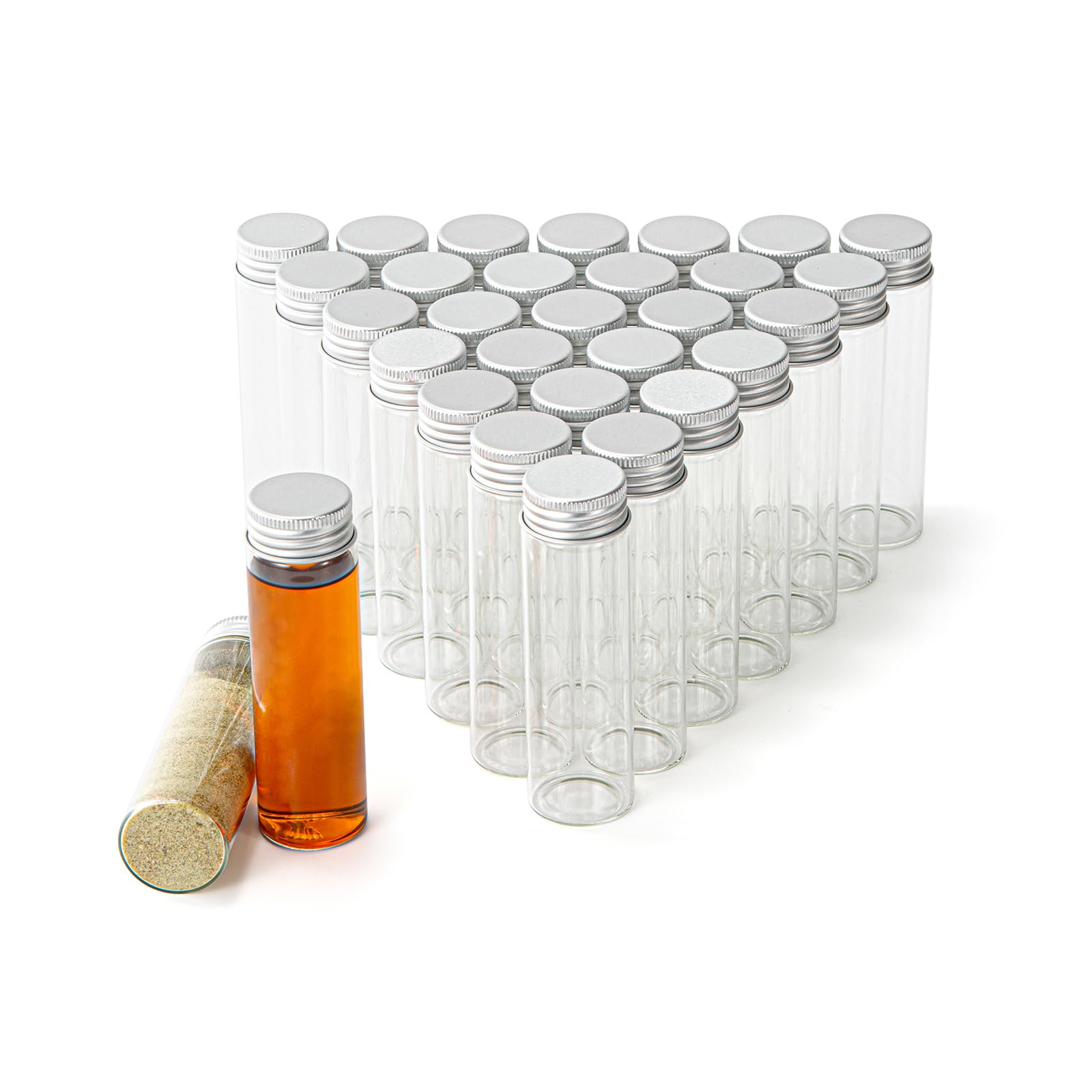 50ml Glass vials 30pcs,With aluminum screw cap30pcs Clear Glass Bottles