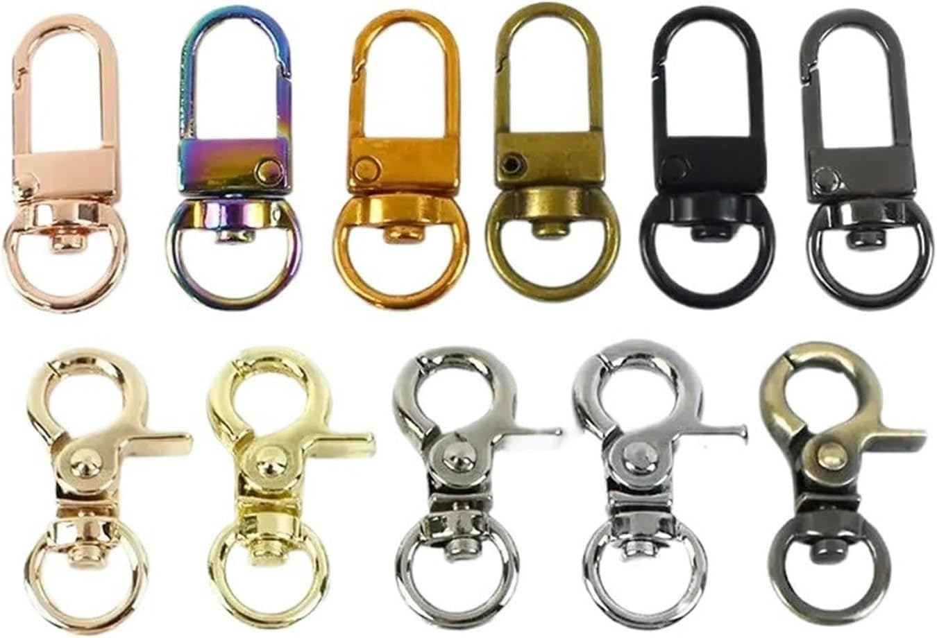 Cierre de langosta giratorio de 10 mm para correa de bolso, hebillas de metal, hebilla de clip para llavero, correas, collar de perro, ganchos de mosquetón, accesorios de bricolaje (H4-1-Negro, 10 mm